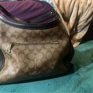 Coach Signature Brown and Black Shoulder Bag